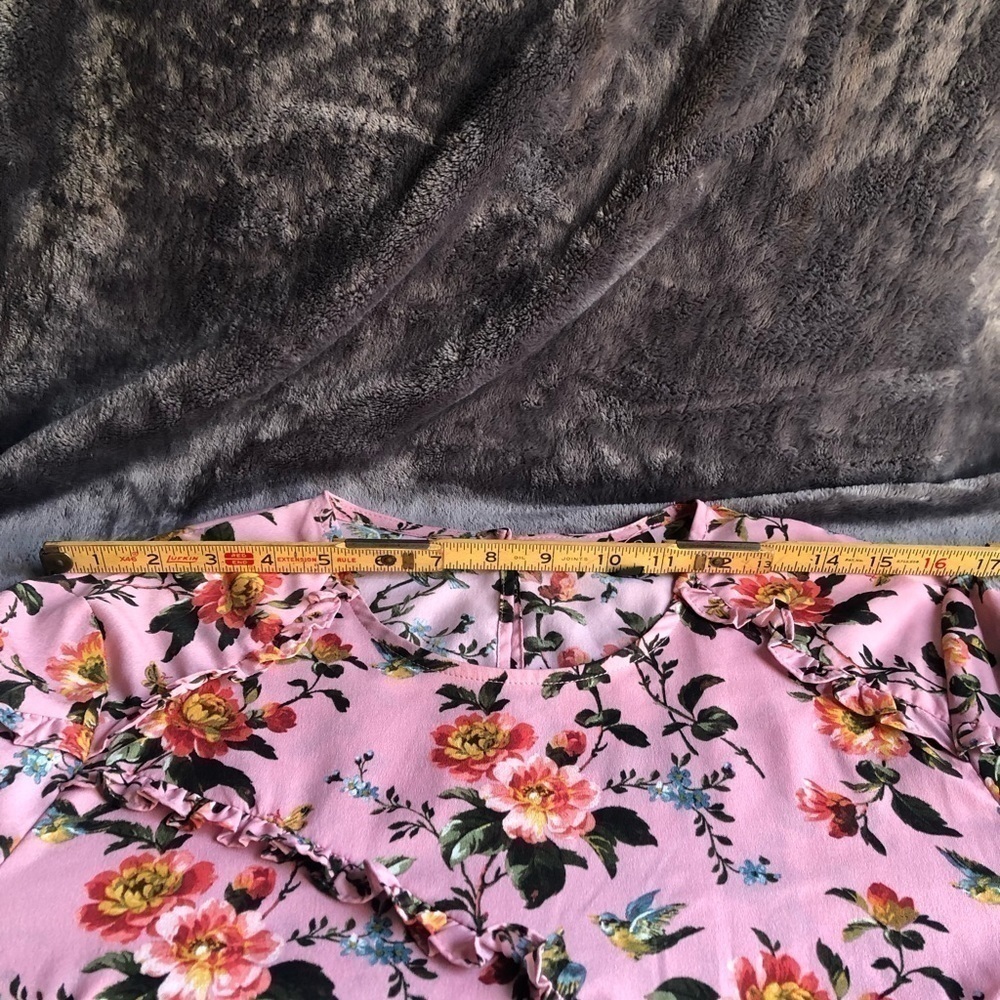 TOPSHOP pinkish rose floral dress long sleeve lightweight size 10 - Picture 13 of 16